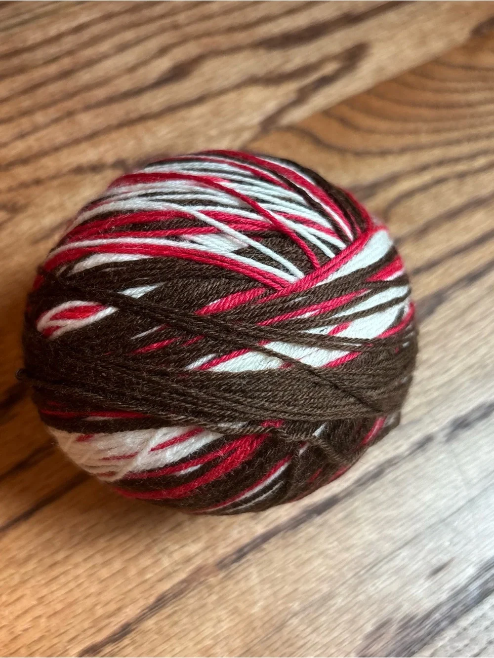 Yarn Fingering Weight Sock 105g Red Brown White Wool Blend Knit Hand Dyed Indie